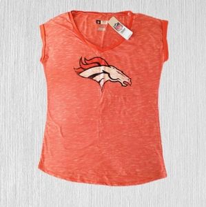 NFL Denver Bronco's Orange V Neck Women's T shirt NWT